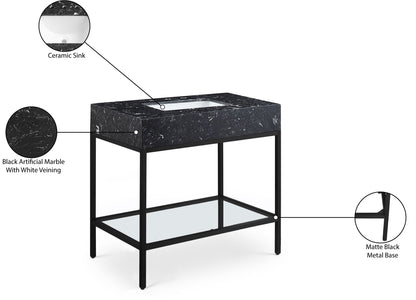 Marmo - Engineered Marble Bathroom Vanity With Black Base