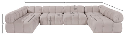 Orin - U-Shaped Velvet 6 Piece Modular Sectional