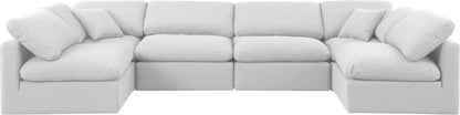 Indulge - Linen 6 Piece Modular U-Shaped Sectional - White