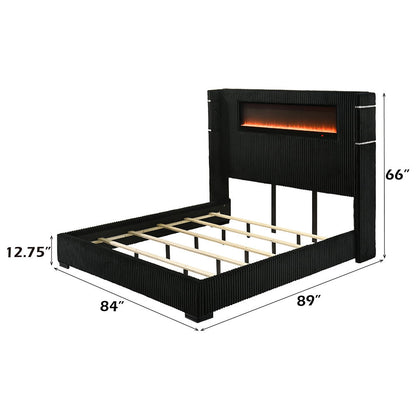 Garner - Bed With Fireplace, LED, Reading Light, Speaker, Bluetooth & USB