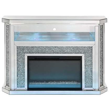 Noralie - 51" Fireplace With LED - Mirrored & Faux Diamonds