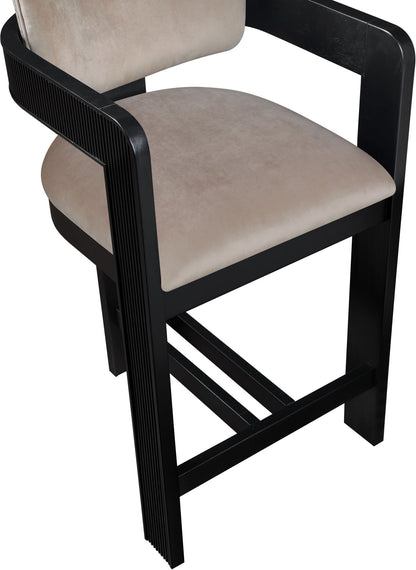 Sacha - Velvet Stool With Black Base