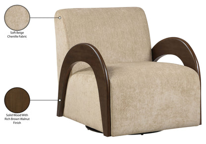 Neria - Chenille Fabric Upholstered Swivel Accent Chair - Painted Brown Base