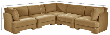 Hammond - Velvet Performance Fabric Upholstered 5 Piece Corner Sectional