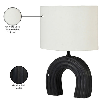 Lithos - Genuine Marble Base And Linen Textured Fabric Shade Table Lamp