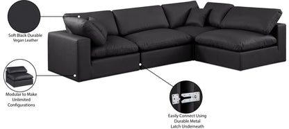 Comfy - 4 Piece Faux Leather Modular Armless Sectional