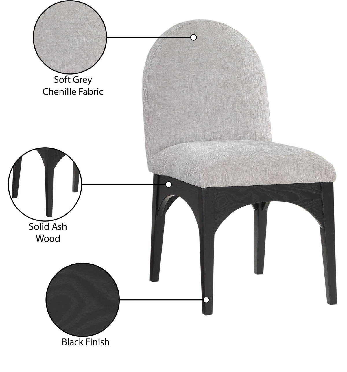 Waldorf - Chenille Dining Side Chair With Black Legs