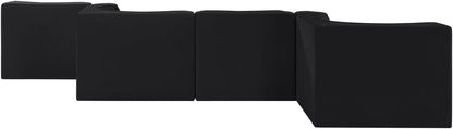 Rummi - Rounded Velvet Performance Fabric Upholstered 6 Piece Modular Sectional