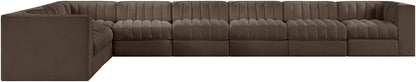 Rummi - Velvet Performance Fabric Upholstered 8 Piece Modular Sectional (With 3 Corner Chairs)