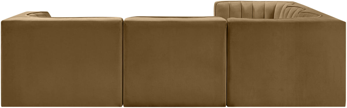 Rummi - Symmetrical Velvet Performance Fabric Upholstered 5 Piece Modular Sectional