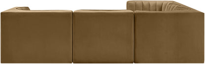 Rummi - Symmetrical Velvet Performance Fabric Upholstered 5 Piece Modular Sectional