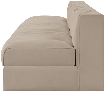 Rummi - Armless Velvet Performance Fabric Upholstered 4 Piece Modular Sofa