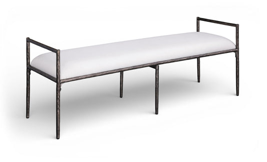 Axis - Linen Textured Cream Fabric Upholstered Bench