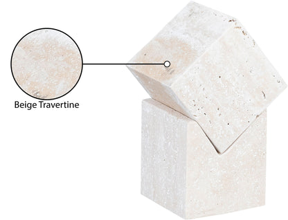 Quad - Travertine Decorative Cube - Natural
