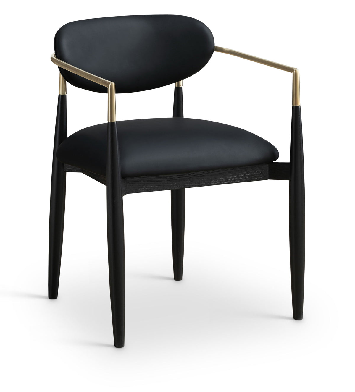 Riccio - Faux Leather Dining Arm Chair (Set of 2) - Black And Gold Frame