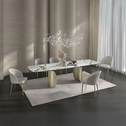 Cora - Dining Table - Ceramic Top & Golden Champange