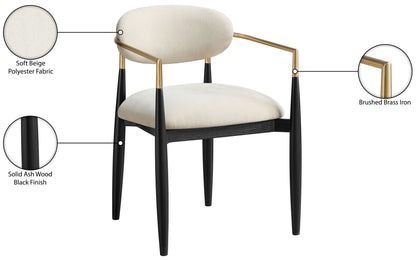 Riccio - Fabric Dining Arm Chair (Set of 2) - Black And Gold Frame