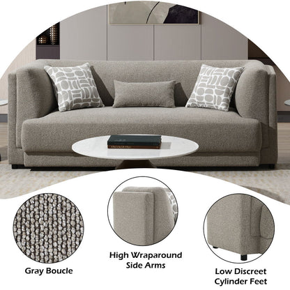 Glenda - Sofa With 3 Pillows - Gray Chenille