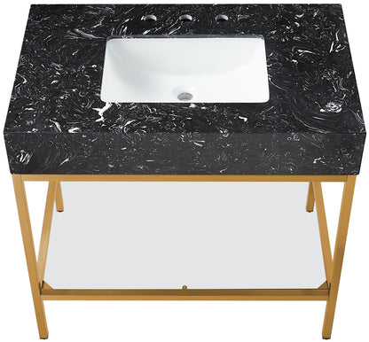 Marmo - Engineered Marble Bathroom Vanity With Gold Base