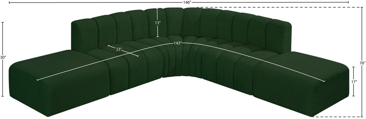 Arc - Boucle Fabric 6 Piece Corner Modular Sofa