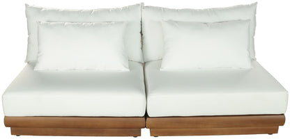 Mirella - 2 Piece Water Resistant Fabric 74" Upholstered Outdoor Patio Modular Armless Loveseat