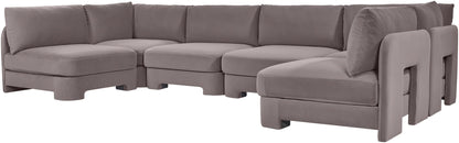Hammond - Velvet Performance Fabric Upholstered 6 Piece U-Shaped Armless Sectional