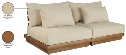 Mirella - 2 Piece Water Resistant Fabric 74" Upholstered Outdoor Patio Modular Armless Loveseat