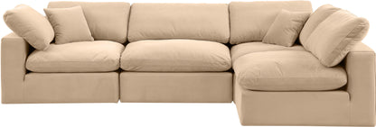 Comfy - 4 Piece Velvet Modular Armless Sectional