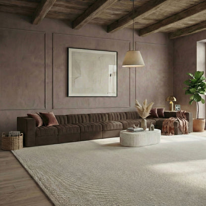 Rummi - Velvet Performance Fabric Upholstered 8 Piece Modular Sectional, L-Shaped (Right)
