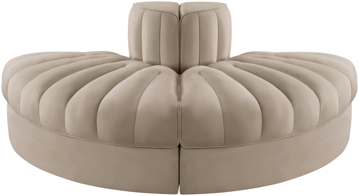 Rummi - Velvet Performance Fabric Upholstered 2 Piece Rounded Modular Loveseat