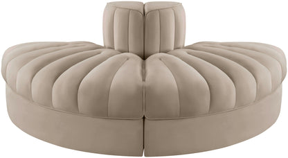 Rummi - Velvet Performance Fabric Upholstered 2 Piece Rounded Modular Loveseat