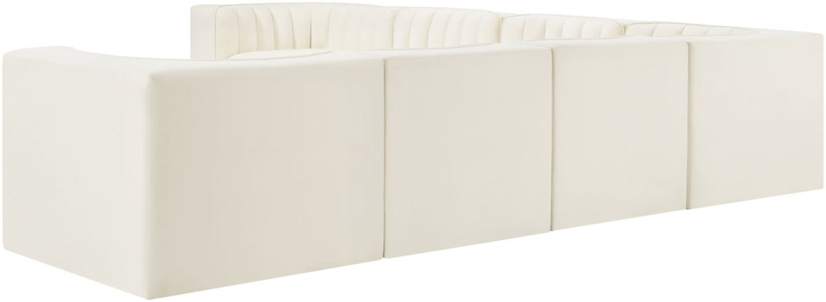 Rummi - Symmetrical Velvet Performance Fabric Upholstered 7 Piece Modular Sectional (With 3 Corner Chairs)