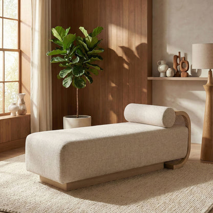 Zephyr - Linen Textured Fabric Upholstered Chaise - Painted Natural Base
