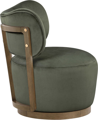 Elara - Velvet Upholstered Swivel Accent Chair - Stained Brown