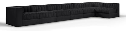 Rummi - Velvet Performance Fabric Upholstered 7 Piece Modular Sectional, L-Shaped (Right)