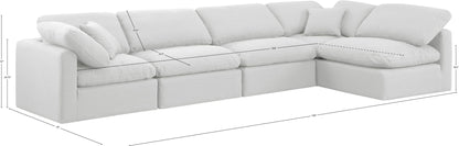 Indulge - Linen 5 Piece Modular Sectional - White