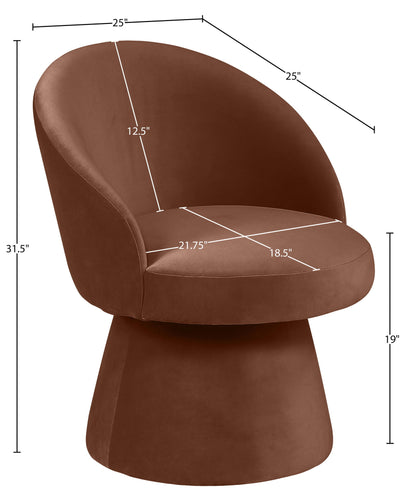 Selene - Velvet Performance Fabric Upholstered Swivel Dining Chair - Cognac