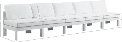 Nizuc - Outdoor Patio 5 Seat Modular Armless Sofa With White Frame