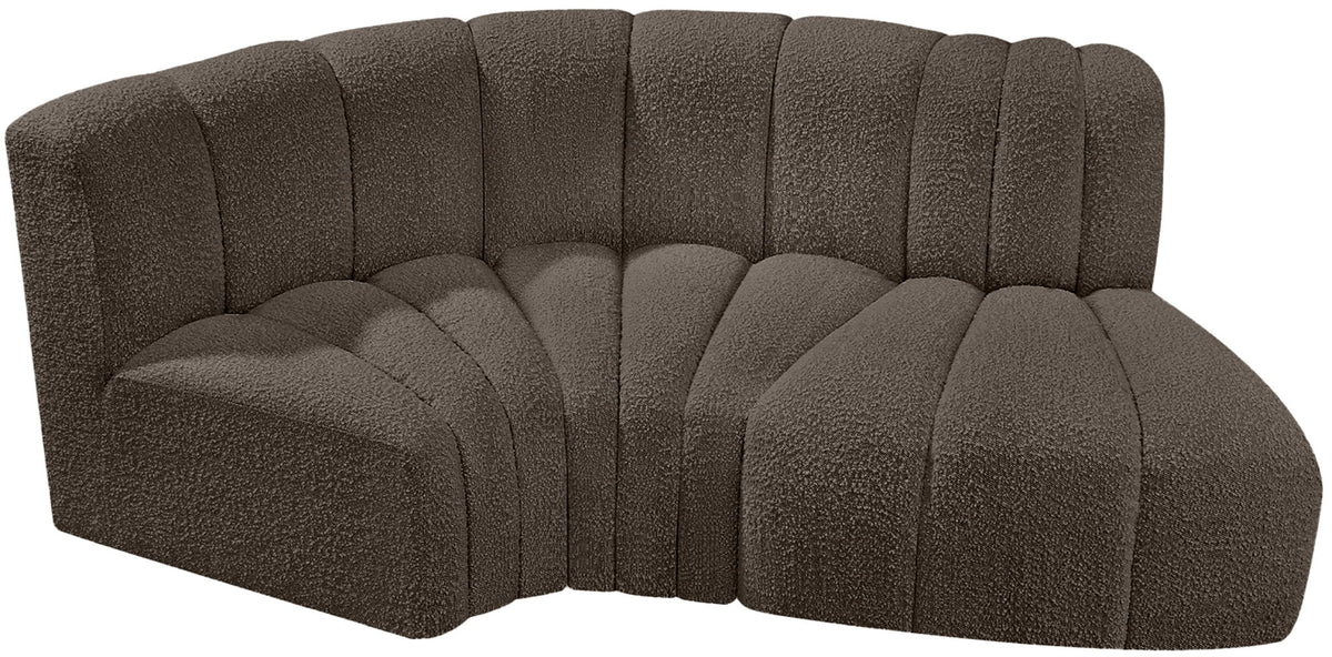 Arc - Boucle Fabric 3 Piece Modular L-Shaped Sofa