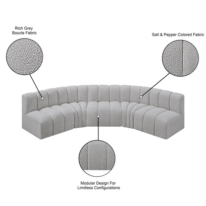 Arc - Boucle Fabric 5 Piece U-Shaped Modular Sofa