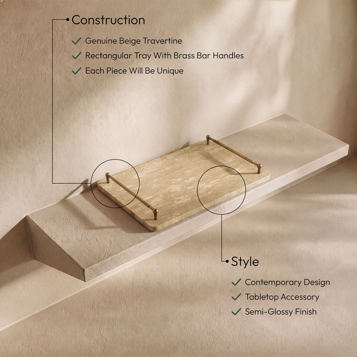 Nathan - Travertine Tray