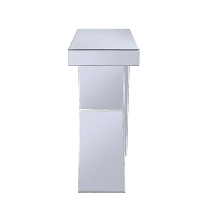 Noralie - Console Table, "V" Shape Pedestal - Mirrored & Faux Diamonds