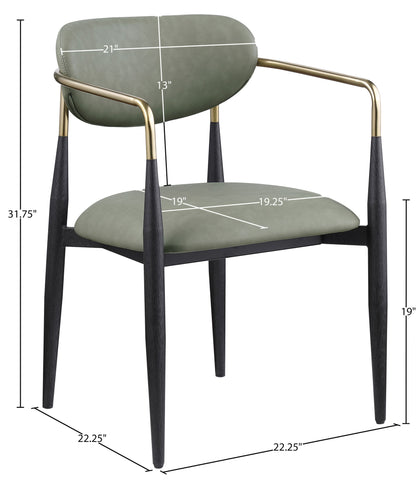 Ronda - Vegan Leather Upholstered Dining Arm Chair - Black Legs