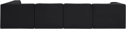 Rummi - Velvet Performance Fabric Upholstered 5 Piece Modular Sectional, L-Shaped (Right)