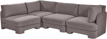 Hammond - Velvet Performance Fabric Upholstered 4 Piece Armless Sectional