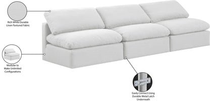 Indulge - Linen 3 Piece Modular Armless Sofa - White