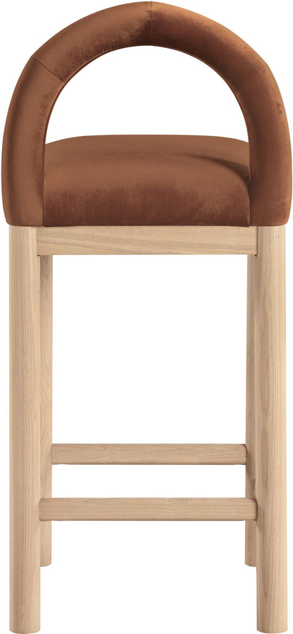 Conrad - Velvet Counter Stool With Natural Legs