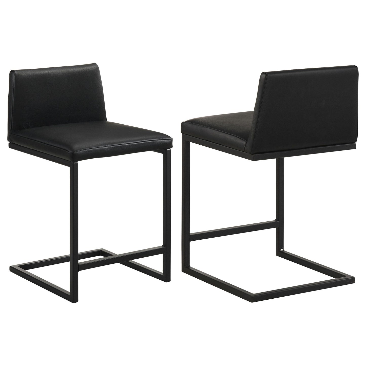 Vardon Genuine Leather Counter Height Chair Black (Set of 2)