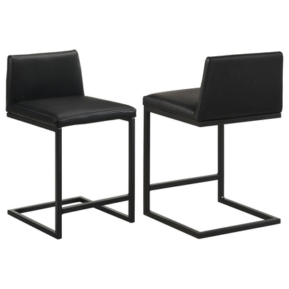 Vardon Genuine Leather Counter Height Chair Black (Set of 2)