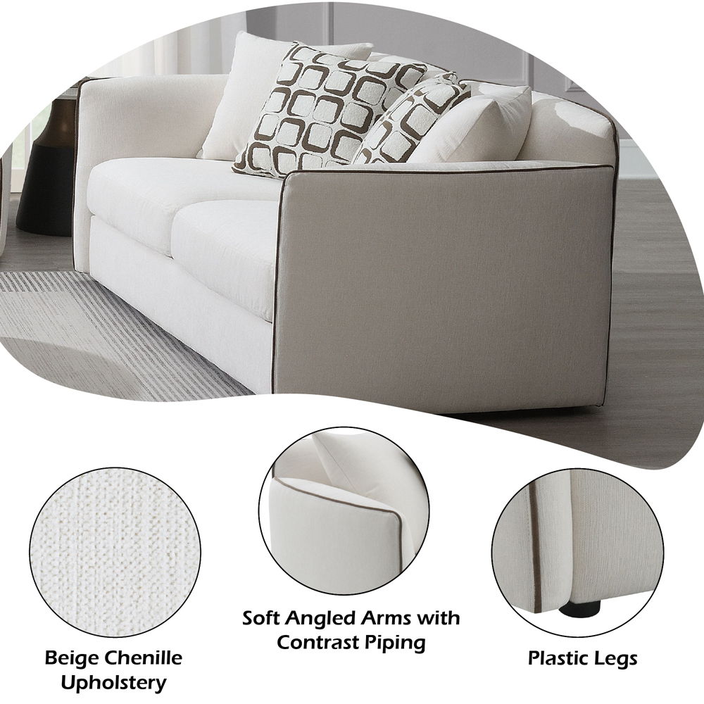 Yolanda - Loveseat With 4 Pillows - Beige Chenille